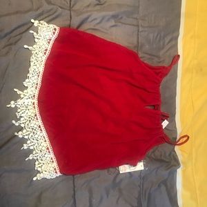 Red & Lace Top